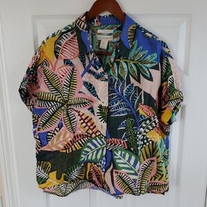 Cynthia Rowley 100% Linen Tropical Print Shirt